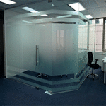 office renovation contractor to construct glass panel walls